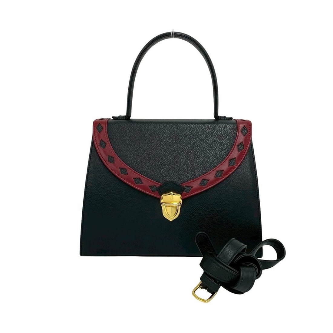 YVES SAINT LAURENT Cutout Leather 2-Way Handbag/Shoulder Bag, Black, 35722 (1 of 18)
