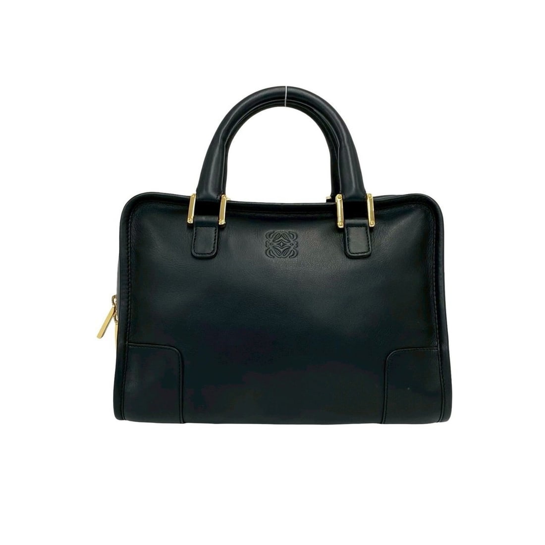 LOEWE Vintage Amazona 28 Anagram Logo Leather Handbag Mini Boston Bag Black 48980 (1 of 16)