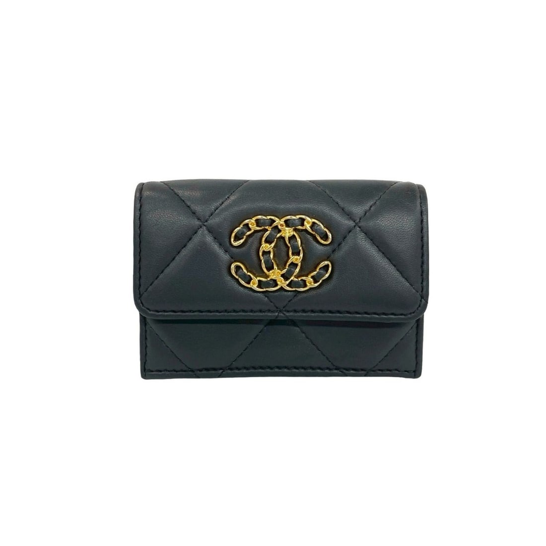 CHANEL Chanel 19 Coco Mark Lambskin Leather Tri-fold Wallet Mini Gray 35953: --- Catalog ---Category: SizeSize (HxWxD): 8cm x 10.5cm x 4cm / 3.14'' x 4.13'' x 1.57''Category: DesignType: Wallet (tri-fold)Color: GrayGender: WomenMaterial: Leather Leather/Fur Type: LambskinCateg