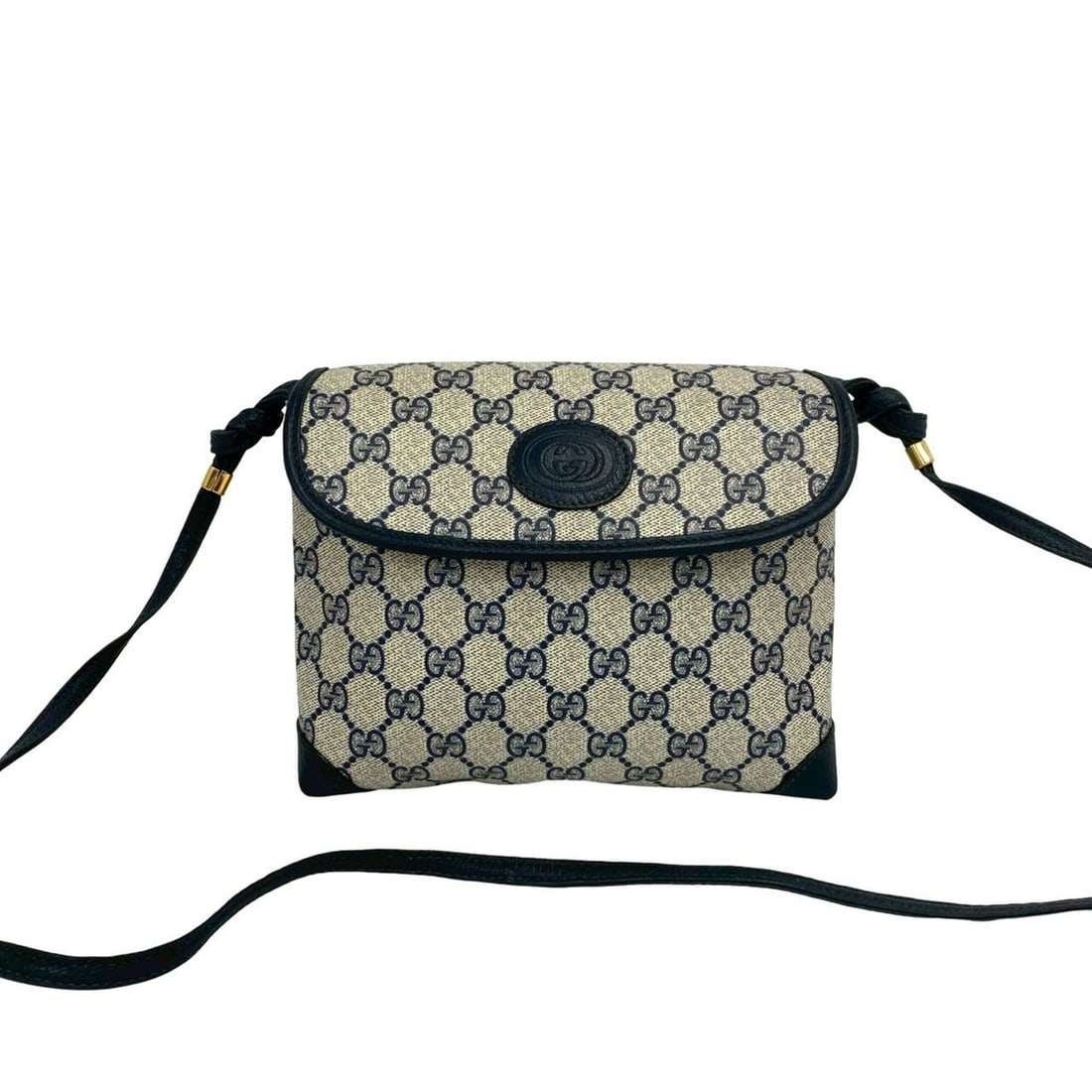 GUCCI Old Gucci GG Logo Pattern Leather Mini Shoulder Bag Pouch Sacoche Navy Blue 361-3: --- Catalog ---Category: SizeSize (HxWxD): 17cm x 21cm x 7.5cm / 6.69'' x 8.26'' x 2.95''Category: DesignType: Pochette, Shoulder bagColor: NavyGender: WomenMaterial: Leather , PVC Category: GeneralBr