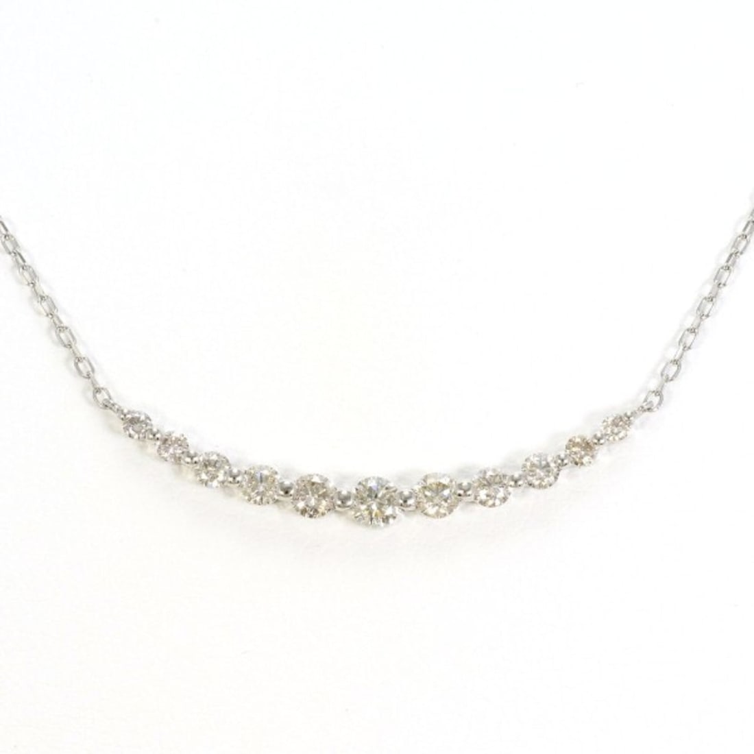 PT900 Platinum PT850 Necklace with 0.50 Carat Diamond, Total Weight Approx. 2.4g, 43cm, Jewelry, (1 of 12)