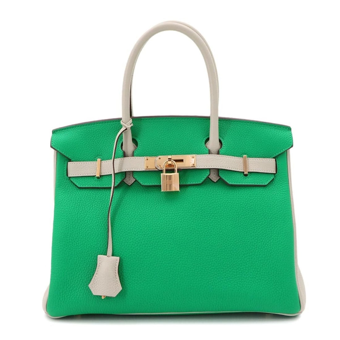 Birkin 30 Personal SPO Hermes Togo Mint Gris Perle Handbag B Stamp Gold Hardware: --- Catalog ---Category: SizeSize (HxWxD): 24.5cm x 30cm x 15.5cm / 9.64'' x 11.81'' x 6.1''Category: DesignType: HandbagColor: Mint greenGender: WomenMaterial: Togo leather Category: GeneralBrand: He