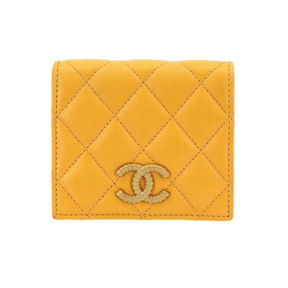 Chanel Matelassé Small Wallet, Bi-fold Lambskin, Mustard Yellow, AP3185 Wallet (1 of 20)