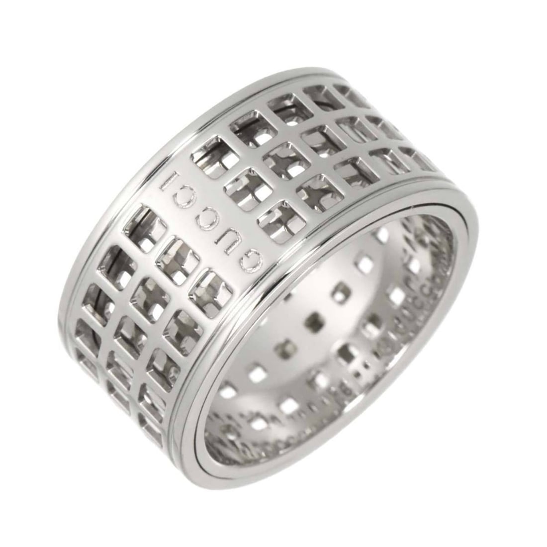 Gucci Scroll Ring #16 Wide 18K WG White Gold 750: --- Catalog ---Category: SizeJP Size: 15.5US Size: 7.5Category: DesignType: Band ringGender: Women,MenMaterial: White gold (18K)Category: GeneralBrand: Gucci--- Item List ---Section: