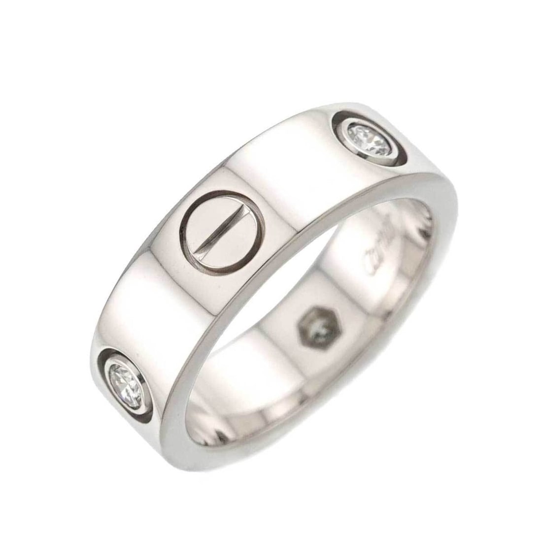 Cartier Love Classic #49 Ring, Half Diamond 3P, 18K WG White Gold 750, Ring: --- Catalog ---Category: SizeUS Size: 5Brand Size: 49Category: DesignType: Band ringGender: WomenMaterial: White gold (18K)Category: GeneralBrand: Cartier--- Item List ---Section: ConditionRanking: