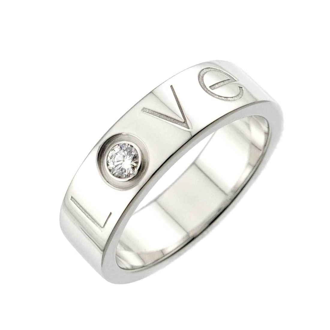 Cartier Love Ring #53, 1P Diamond, 18K WG White Gold 750, Limited Edition, 2006.: --- Catalog ---Category: SizeUS Size: 6.5Brand Size: 53Category: DesignType: Band ringGender: WomenMaterial: White gold (18K)Category: GeneralBrand: Cartier--- Item List ---Section: ConditionRanking: