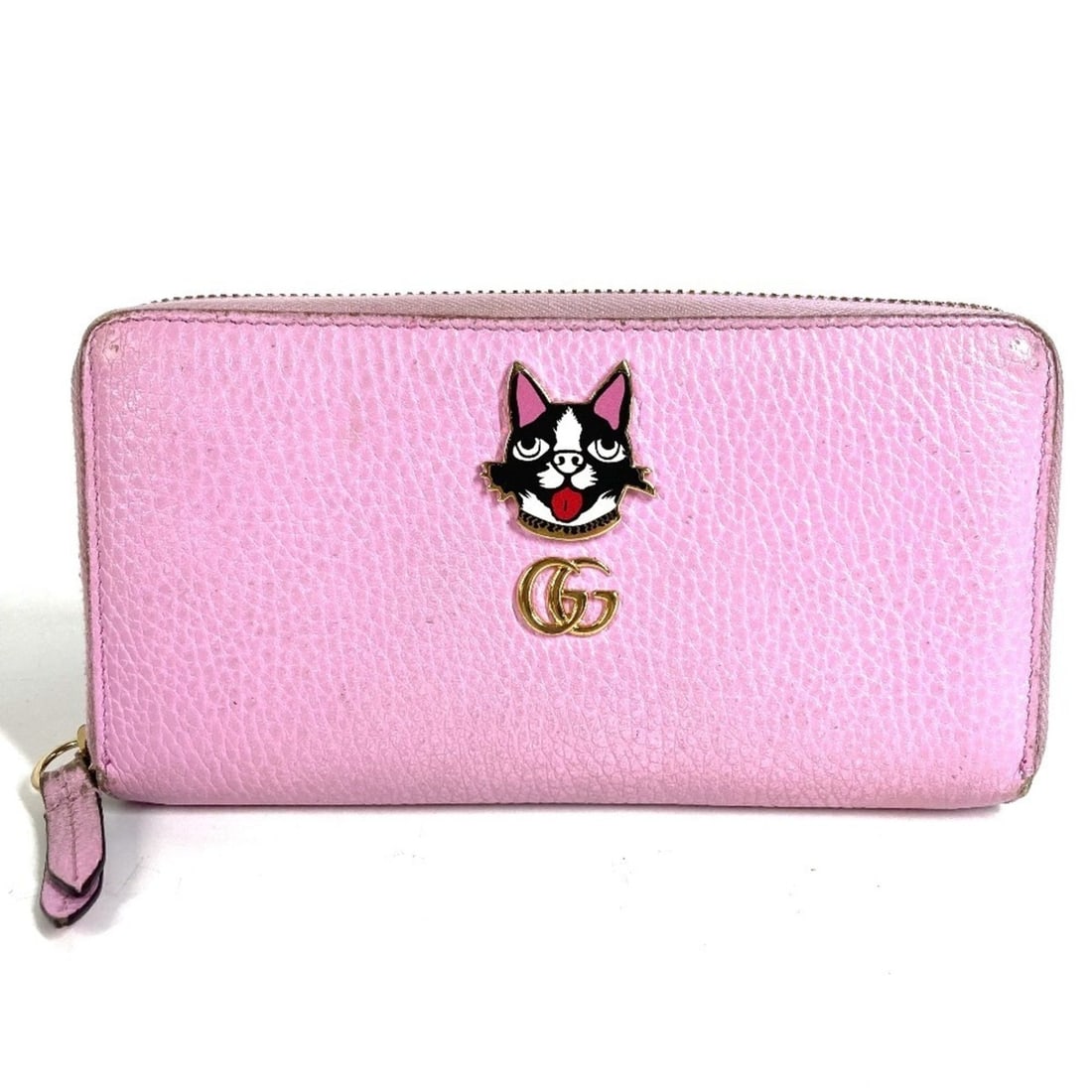 GUCCI 499337 BOSCO Long Wallet, Round Zipper, Leather, Men's/Women's, Pink (1 of 16)