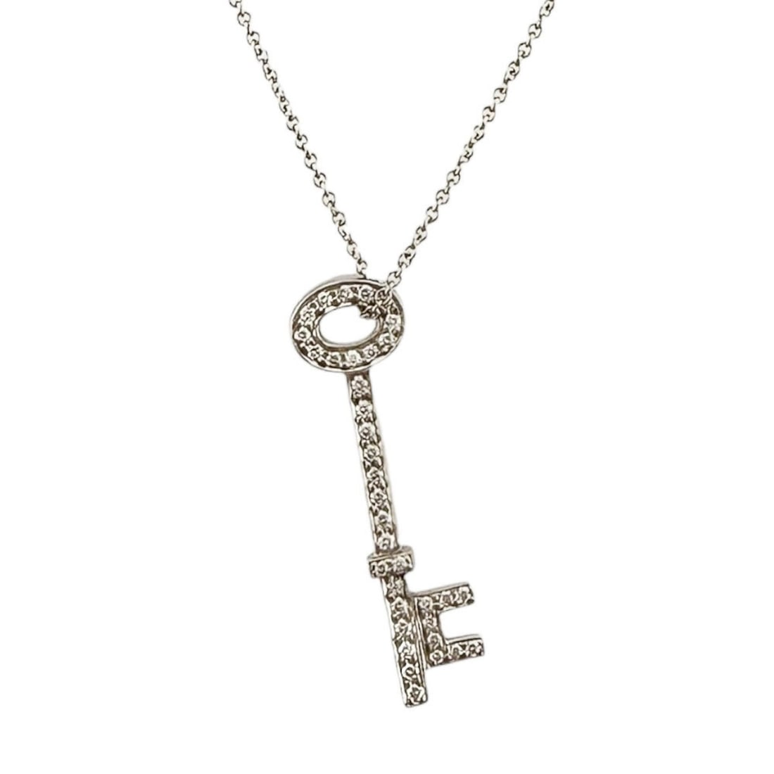 Tiffany & Co. Oval Key Necklace, Pt950 Platinum Diamond Necklace for Women,: --- Catalog ---Category: SizePendant Size: 29.5mm x 8.5mm / 1.16'' x 0.33''Neck Circumference: 41 cm / 16.14''Category: DesignColor: SilverStone: DiamondGender: WomenMaterial: Platinum 950Necklace Typ