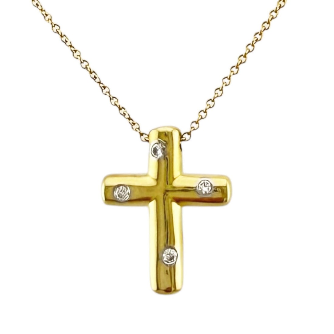Tiffany & Co. Dots Cross Necklace, 18K Yellow Gold, Diamond, Women's, Design: --- Catalog ---Category: SizePendant Size: 19.5mm x 15mm / 0.76'' x 0.59''Neck Circumference: 40.5 cm / 15.94''Category: DesignColor: GoldStone: DiamondGender: WomenMaterial: Yellow gold (18K)Necklace