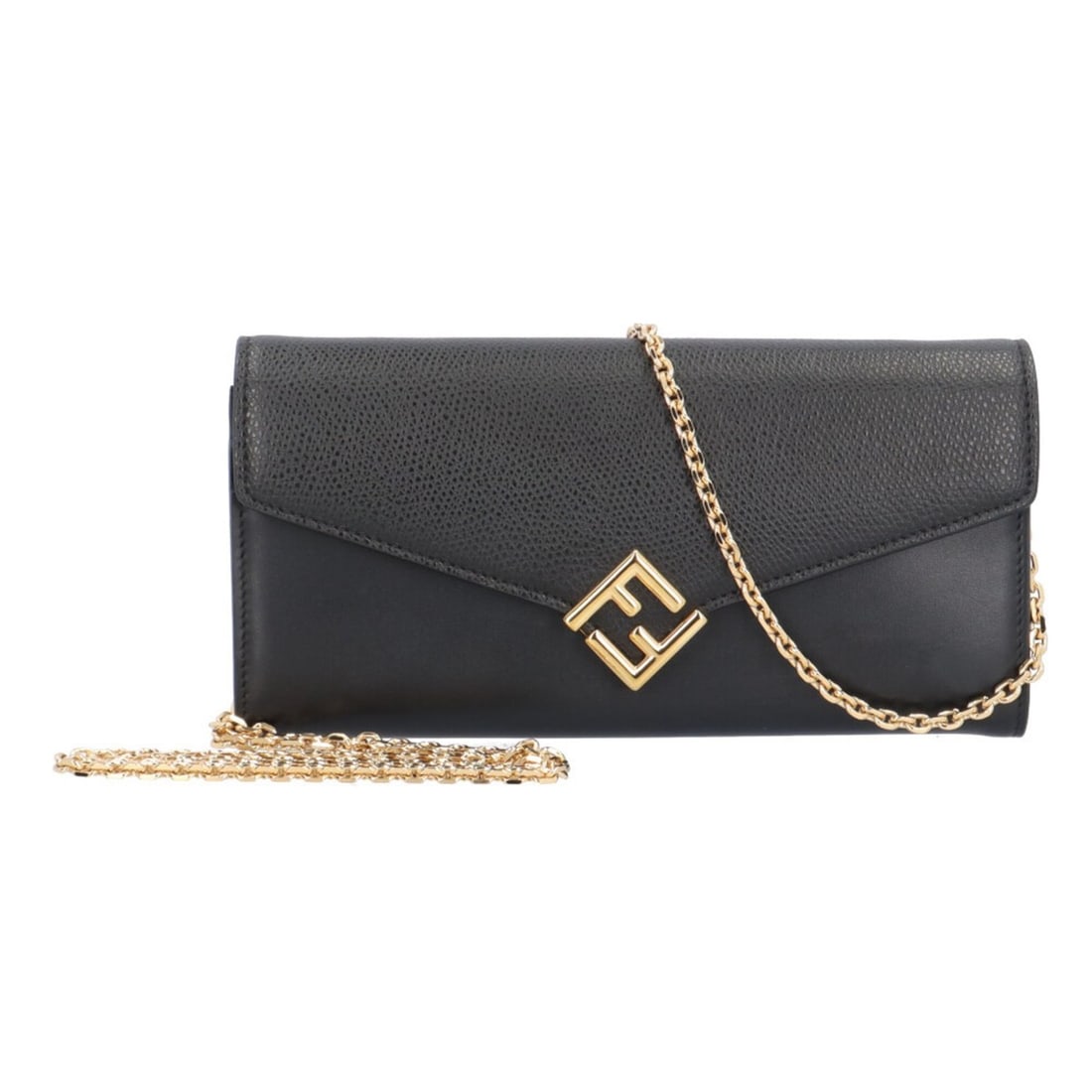 Fendi FF Diamond Shoulder Bag, Leather 8M0365-ALV4 Black, Women's FENDI Wallet Chain (1 of 14)