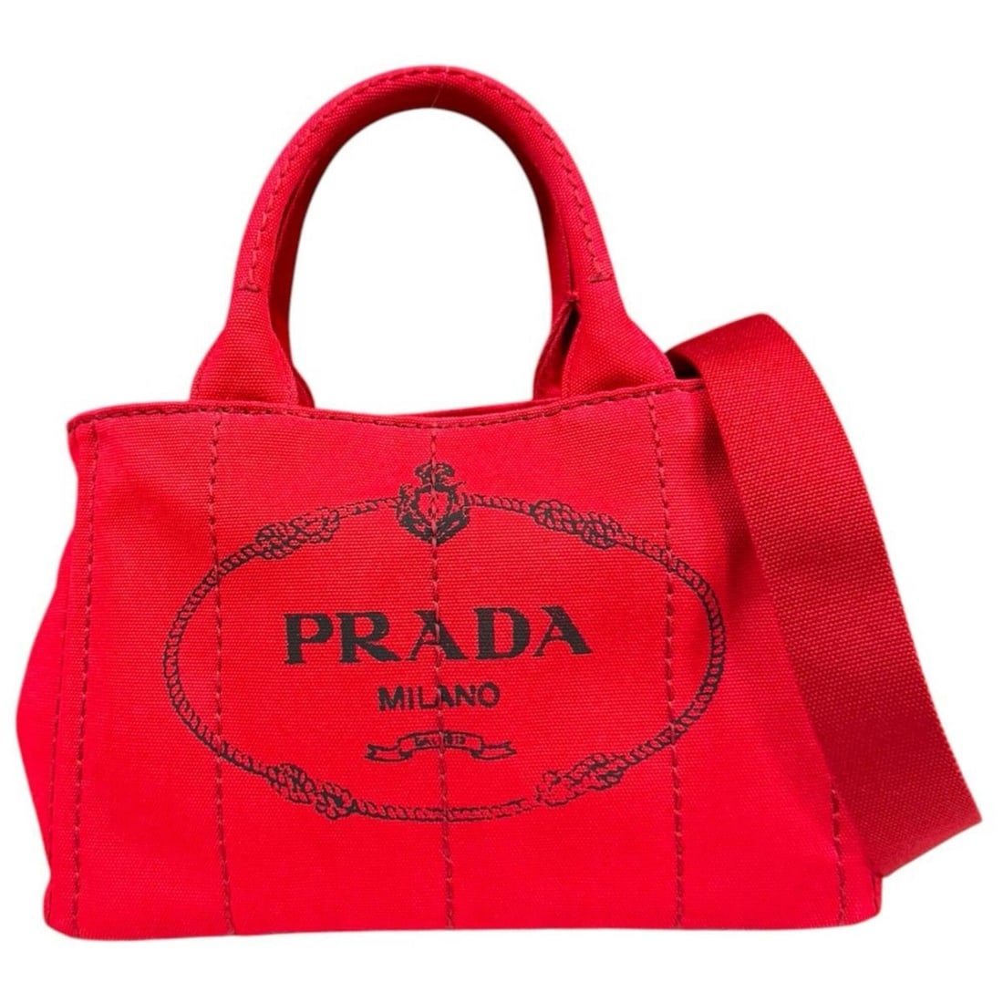 Prada Canapa Tote SS Shoulder Bag, Canvas B2439G Red, Women's, PRADA 2-way: --- Catalog ---Category: SizeSize (HxWxD): 18cm x 28cm x 15cm / 7.08'' x 11.02'' x 5.9''Category: DesignType: Shoulder bagColor: Red colorGender: WomenMaterial: Canvas Category: GeneralMPN: B2439GBran