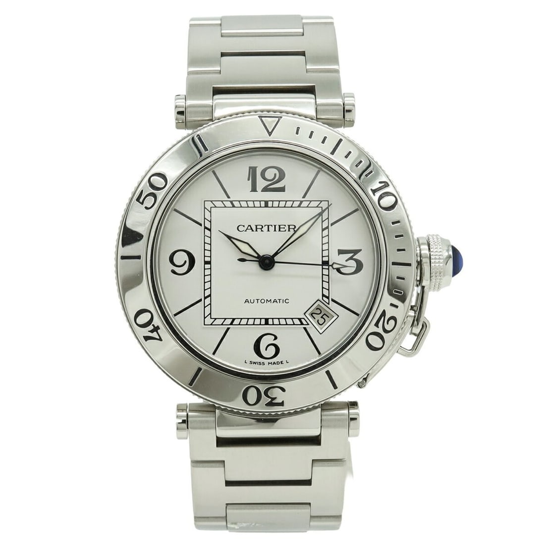 Cartier Pasha Seatimer, silver dial, automatic transmission, men's watch, W31080M7 (1 of 17)