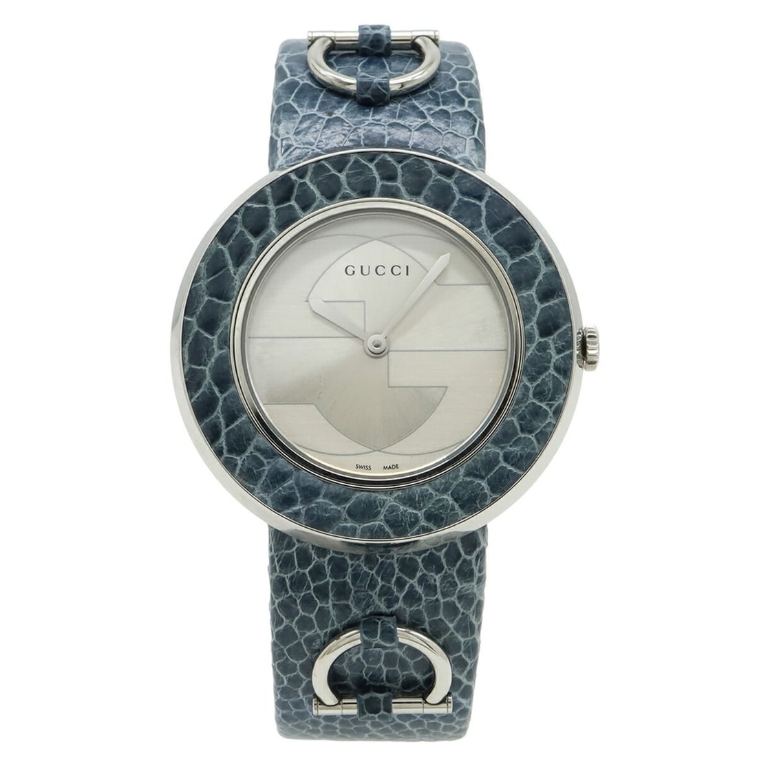 GUCCI U-PLAY Women's Quartz Watch, Silver Dial, Stainless Steel, Leather Strap, 129.4 YA129418 (1 of 20)