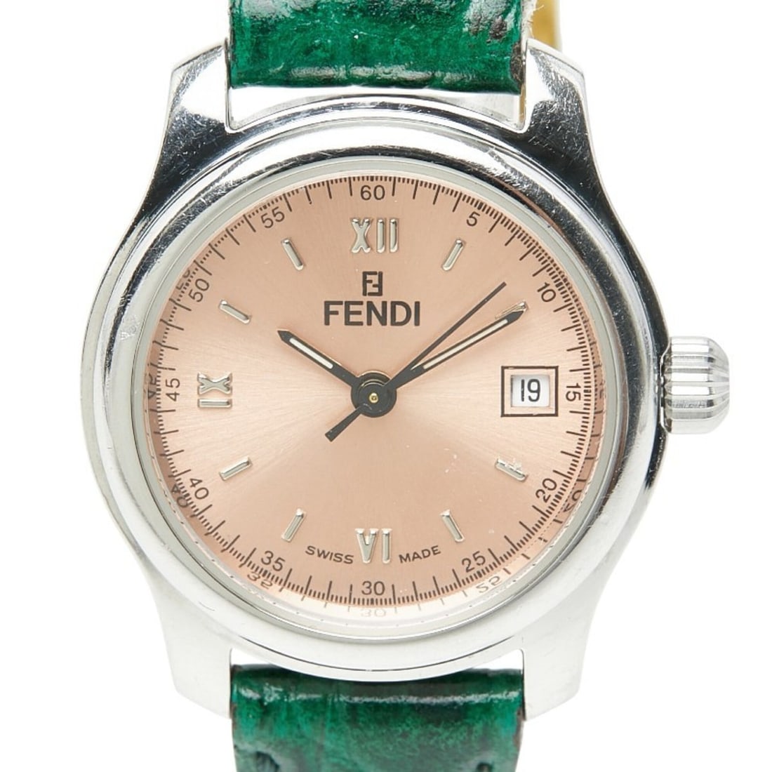 Fendi Orologi 3-Hand Watch 210L Quartz Pink Dial Stainless Steel Leather Women's FENDI: --- Catalog ---Category: SizeWrist Size: 16cm / 6.29''Case Diameter: 26.5mm / 1.04''Category: DesignType: WristwatchGender: WomenColor (Dial): PinkMaterial (Band): LeatherMaterial (Case): Stainless st