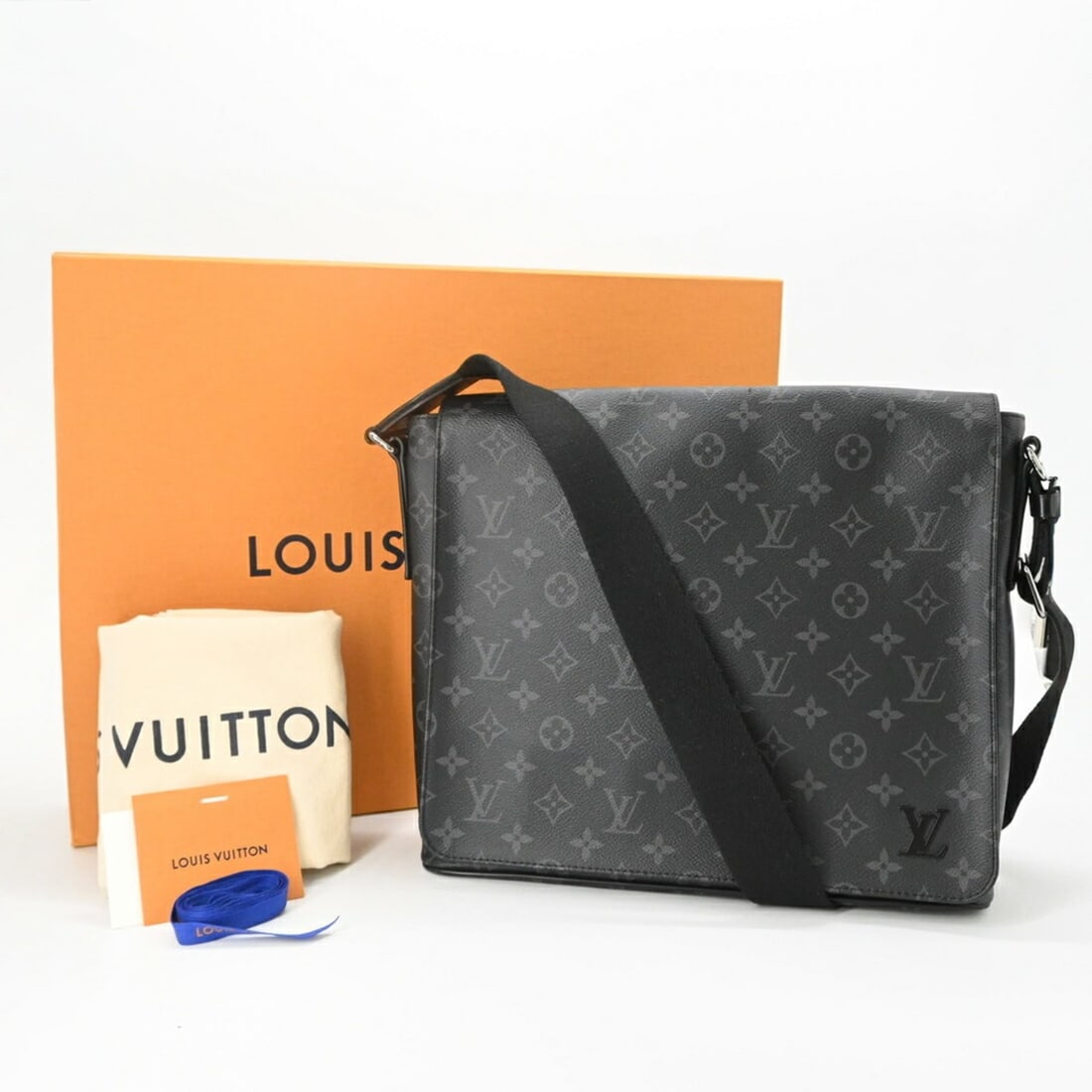 LOUIS VUITTON District MM NM Shoulder Bag, Monogram Eclipse, Black, Men's, M44001 (1 of 20)