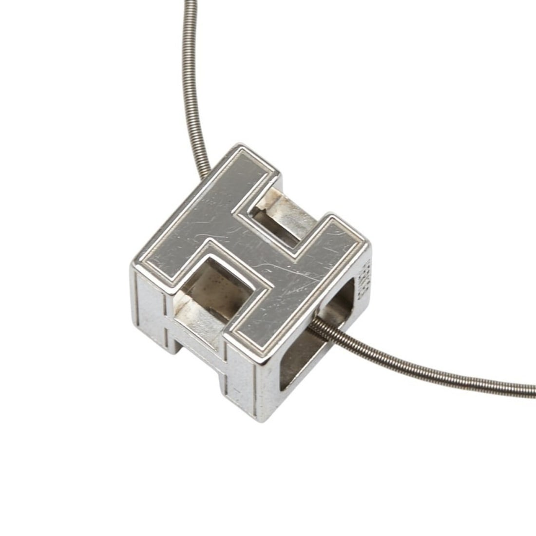 Hermes Cage d'H H-Cube Necklace, Silver Metal, Women's: --- Catalog ---Category: SizePendant Size: 11.9mm x 11.9mm / 0.46'' x 0.46''Neck Circumference: 42.8 cm / 16.85''Category: DesignColor: SilverGender: WomenMaterial: MetalNecklace Type:
