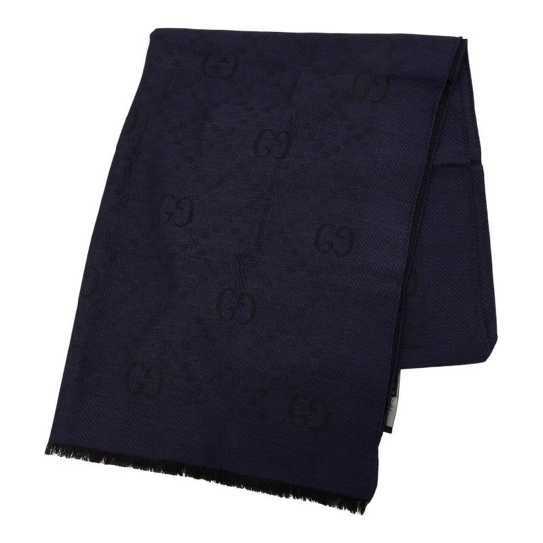 Gucci GG Jacquard Stole, Navy, Wool and Silk, Women's.: --- Catalog ---Category: SizeSize (LxW): 1.8m x 68.5cm / 70.86'' x 26.96''Category: DesignType: StoleColor: NavyGender: WomenMaterial: Wool , Silk Category: GeneralBrand: Gucci--- Item List ---Section