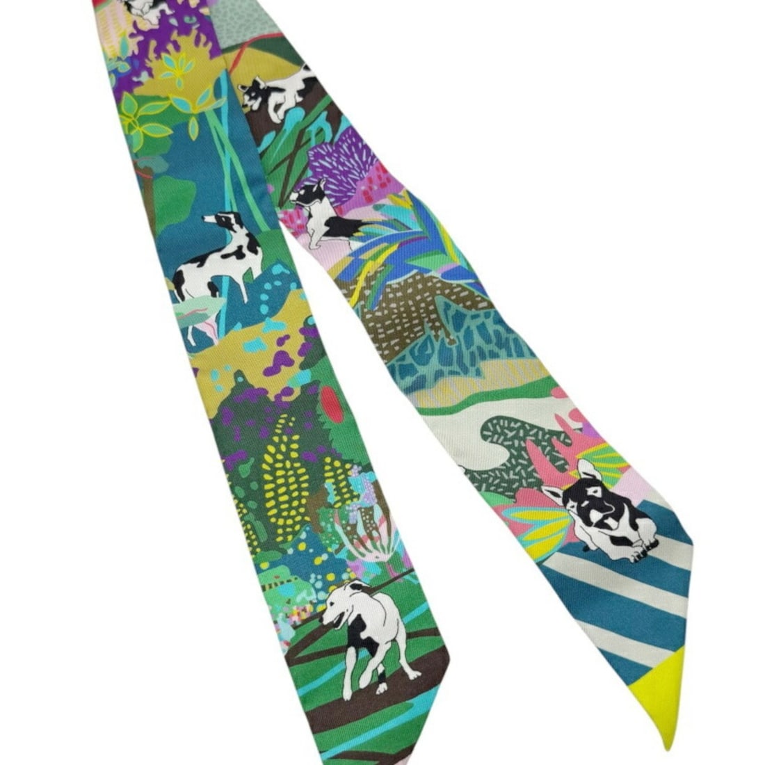 HERMES Twilly Scarf/Muffler, Silk, EN LIBERTE (Freely), Veil, Cyclamen, Multicolor Green, Women's: --- Catalog ---Category: SizeSize (LxW): 85cm x 5cm / 33.46'' x 1.96''Category: DesignType: ScarfColor: Green, Multi-colorGender: WomenMaterial: Silk 100%Category: GeneralLine: TwillyBrand: Hermes--- 
