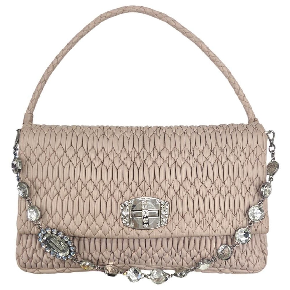 Miu Miu MIUMIU RP0169 Matelassé Nappa Crystal Bijou Shoulder Bag Clutch for Women (1 of 20)