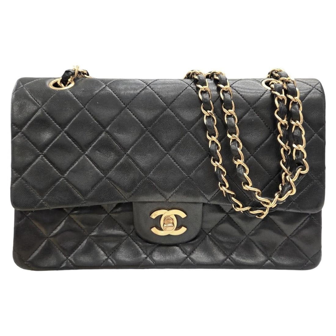 CHANEL A01112 Matelassé 25 Lambskin Black Shoulder Bag with Coco Mark - Women's: --- Catalog ---Category: SizeSize (HxWxD): 15.5cm x 25cm x 7cm / 6.1'' x 9.84'' x 2.75''Strap Length: 51cm - 84cm / 20.07'' - 33.07''Category: DesignType: Shoulder bagColor: BlackGender: WomenMaterial