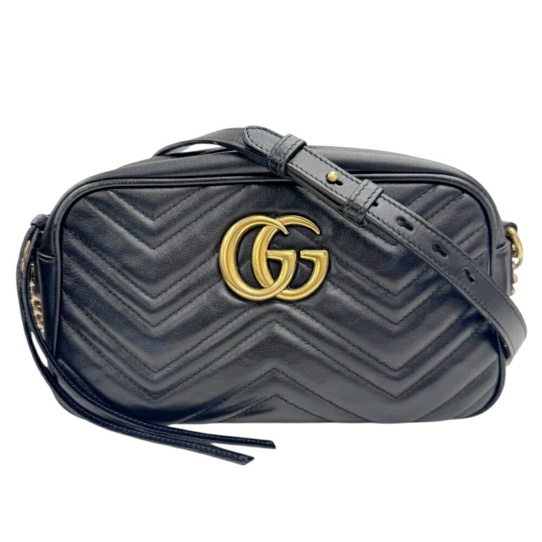 GUCCI GG Marmont Quilted Small Shoulder Bag 447632 Leather Black Women's (1 of 20)