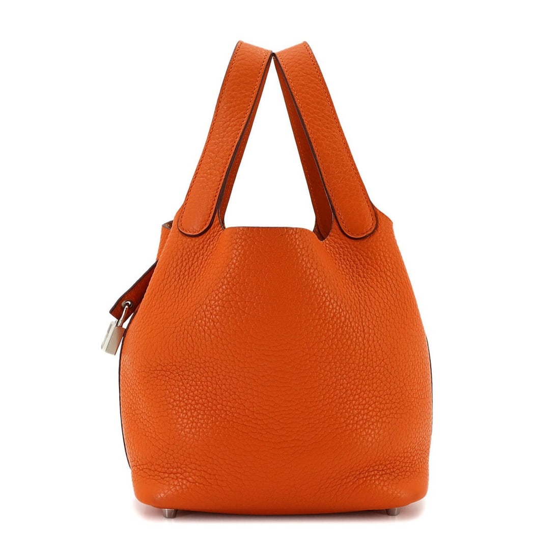 Piko Hermes Picotin Lock PM handbag, made of Taurillon Clemence leather, orange, with ?R stamp,: --- Catalog ---Category: SizeWeight: 480g / 1.05lb.Size (HxWxD): 18.5cm x 18cm x 13.5cm / 7.28'' x 7.08'' x 5.31''Handle Length: 28cm / 11.02''Category: DesignType: HandbagColor: OrangeGender: WomenMa