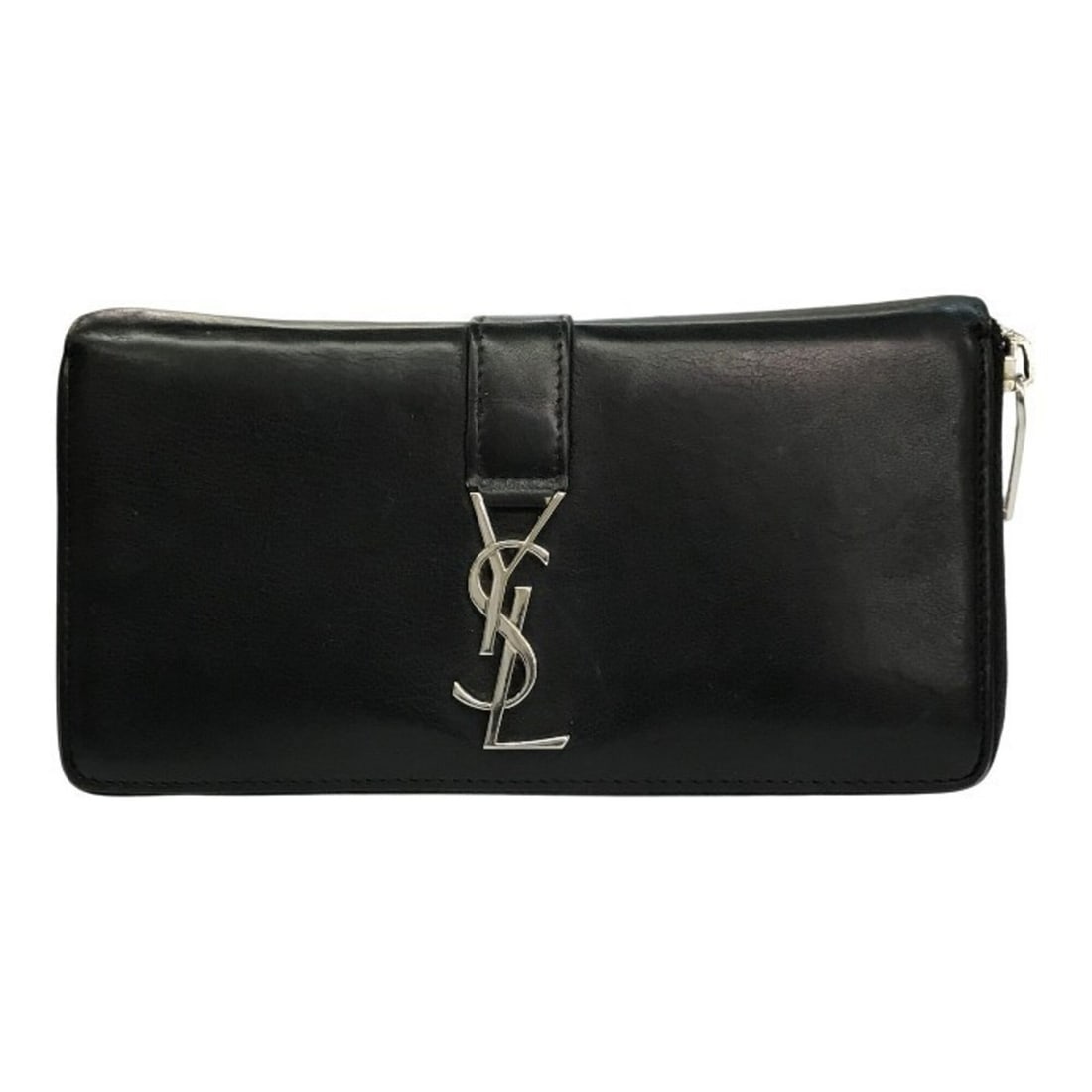 SAINT LAURENT Saint Laurent Long Wallet, Unisex, Round Zip, Leather, Black, 414570 (1 of 20)