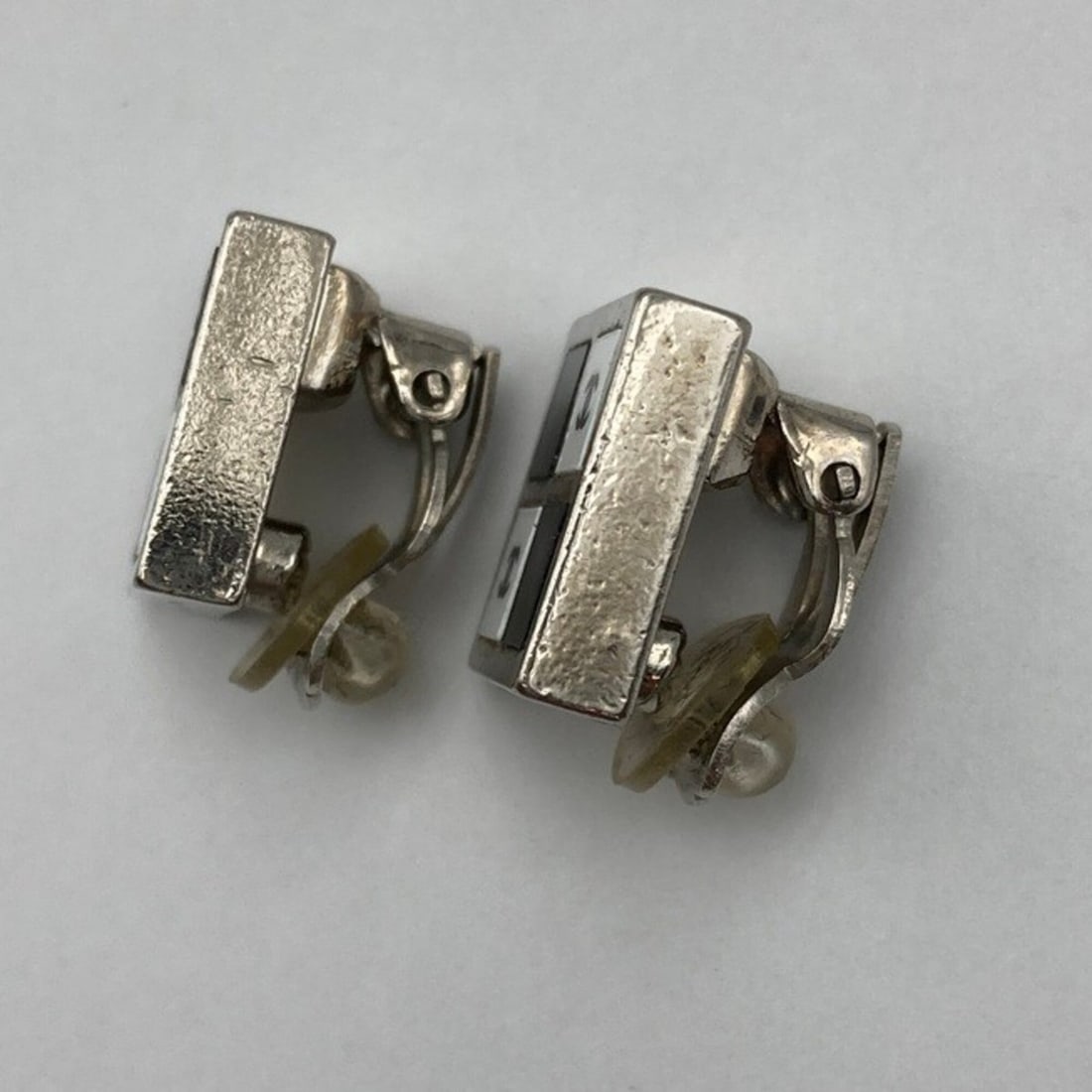 CHANEL Coco Mark Monotone Square Earrings D4 - 5