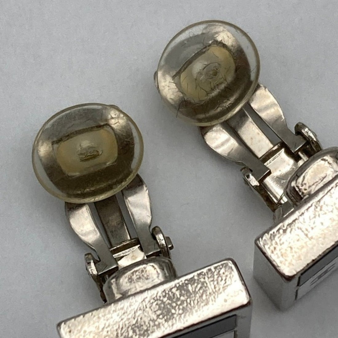 CHANEL Coco Mark Monotone Square Earrings D4 - 7