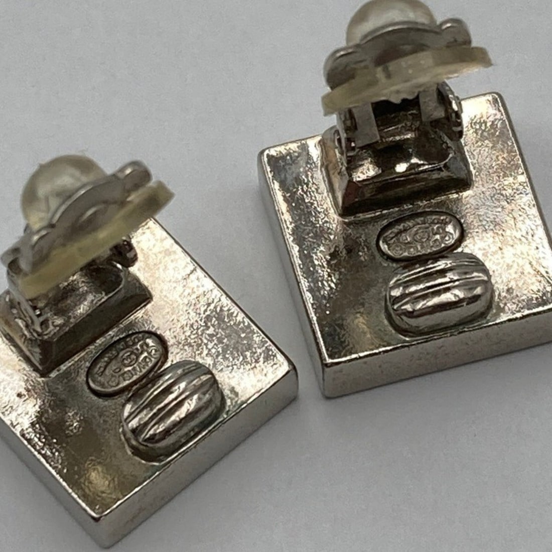 CHANEL Coco Mark Monotone Square Earrings D4 - 8