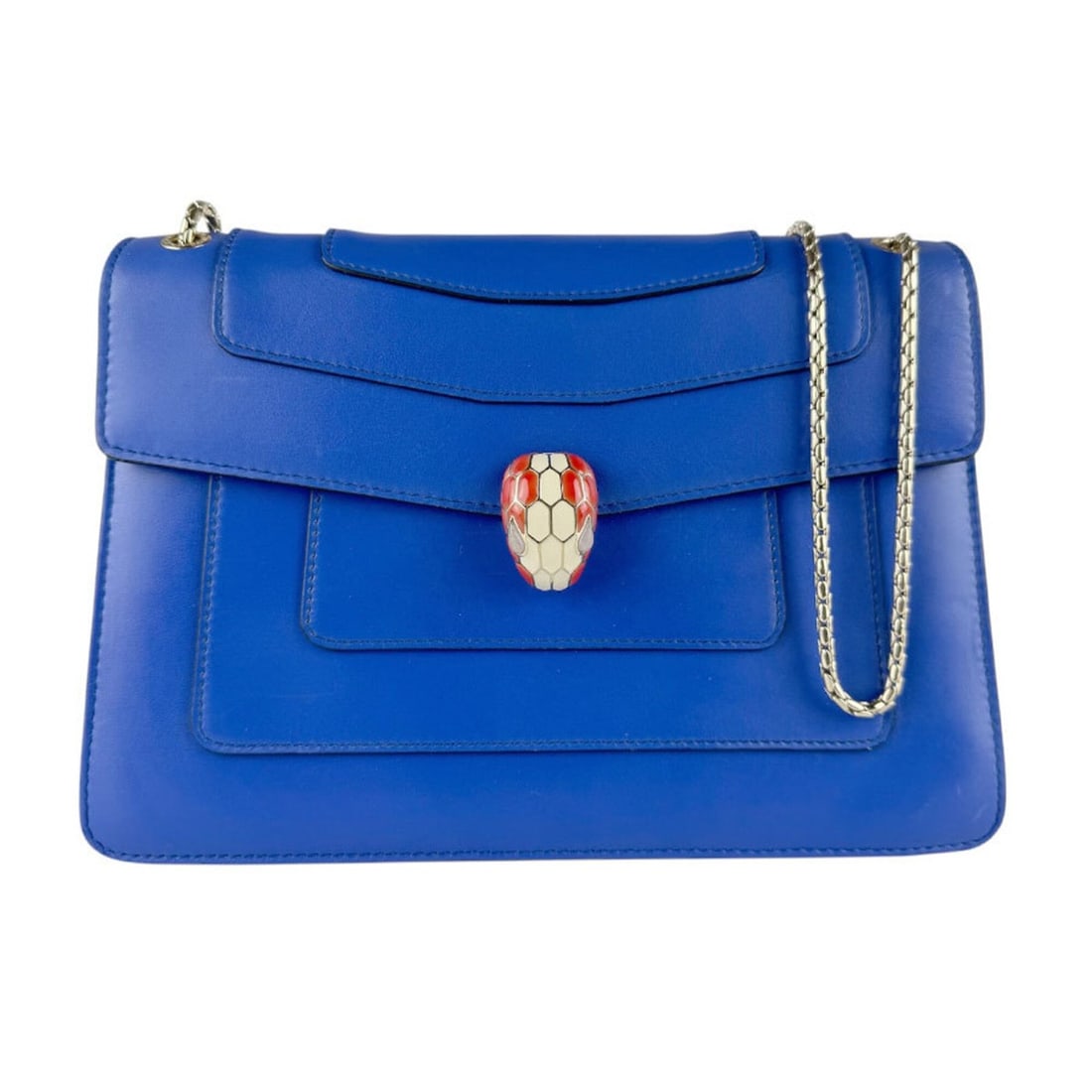 Bulgari BVLGARI Serpenti Forever Shoulder Bag, Leather, Blue, Women's z9850 (1 of 15)