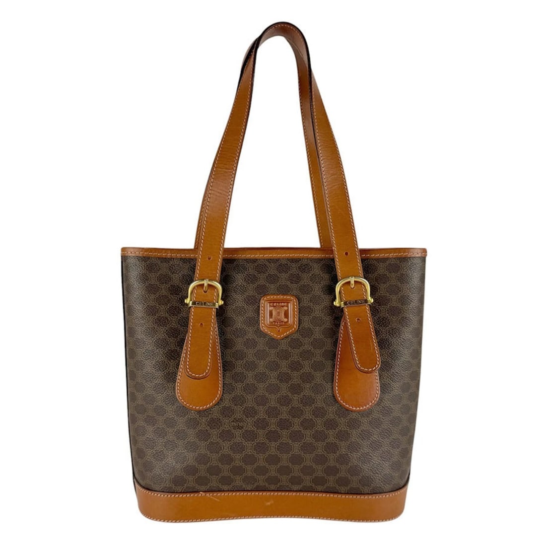 Celine CELINE handbag Macadam coated canvas leather brown women's z9860 (1 of 13)