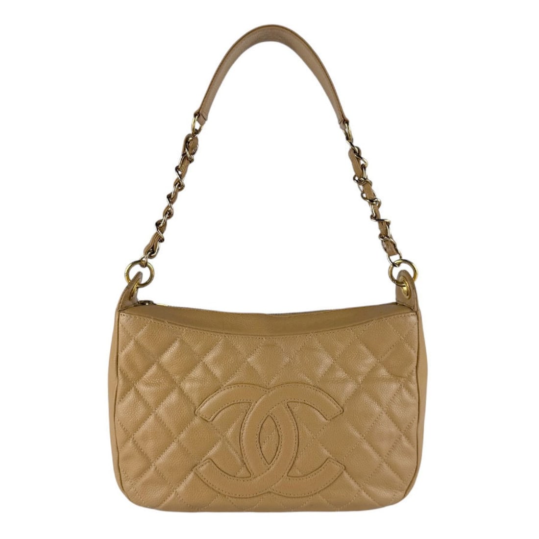 Chanel CHANEL Shoulder Bag, Caviar Leather, Camel, Women's z9872 (1 of 13)