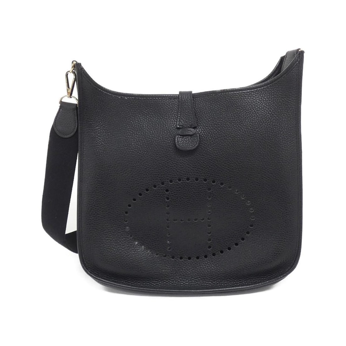 Hermes Evelyne PM 038084CC Shoulder Bag: --- Catalog ---Category: SizeSize (HxWxD): 34cm x 32.5cm x 8cm / 13.38'' x 12.79'' x 3.14''Category: DesignType: Shoulder bagColor: BlackGender: Women,MenMaterial: Taurillon clemence leather Hardware