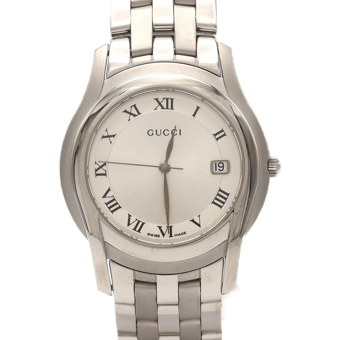 Gucci 5500M SS Quartz Watch: --- Catalog ---Category: SizeWrist Size: 16cm / 6.29''Case Diameter: 35mm / 1.38''Category: DesignType: WristwatchGender: WomenColor (Dial): SilverMaterial (Band): Stainless steelMaterial (Case):
