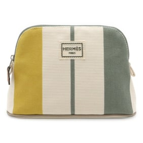 HERMES Bolide Pouch Mini Rayures Rocabar Stripe Canvas Absinthe Jaune Citron