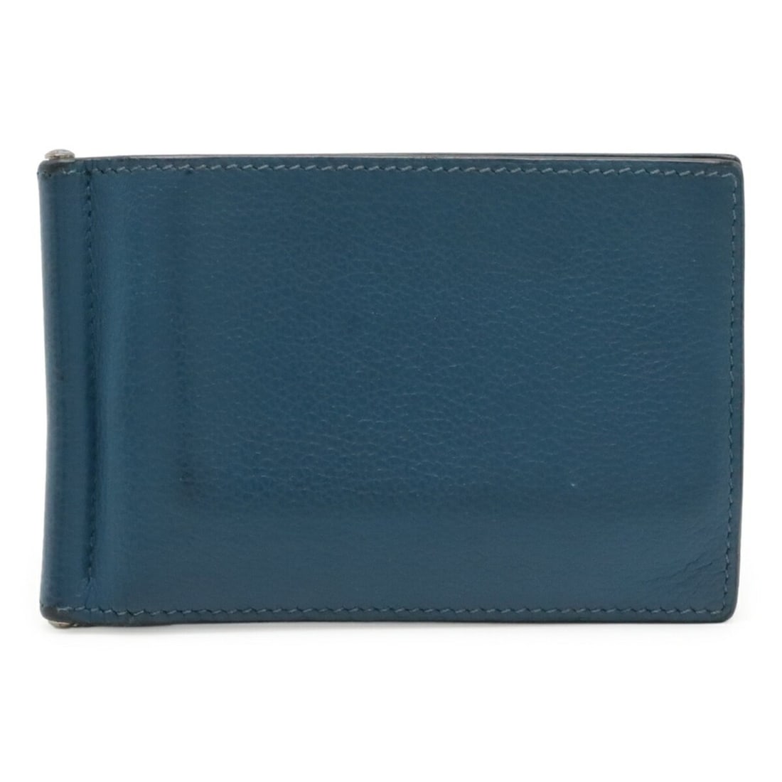HERMES Poker Bi-fold Wallet, Money Clip Style, Veau Epsom Leather, Peacock Blue (1 of 10)