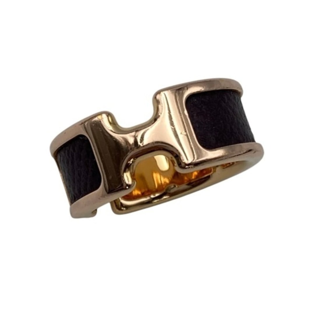 HERMES Olympe PM Ring: --- Catalog ---Category: SizeJP Size: 14US Size: 7Category: DesignType: Band ringColor: Dark brown, YellowGender: WomenMaterial: Leather, MetalCategory: GeneralBrand: HermesCountry of Origin: