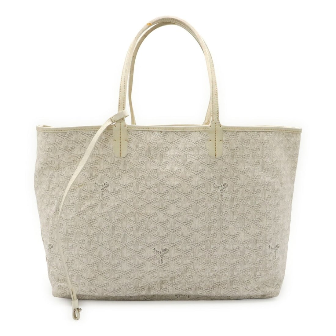GOYARD Saint Louis PM Tote Bag/Shoulder Bag, Coated Canvas and Leather, White/Gray, Handbag (Pouch: --- Catalog ---Category: SizeSize (HxWxD): 26.5cm x 33.5cm x 14cm / 10.43'' x 13.18'' x 5.51''Category: DesignType: Shoulder bag, Tote bagColor: Gray, WhiteGender: WomenMaterial: Coated canvas , Leath