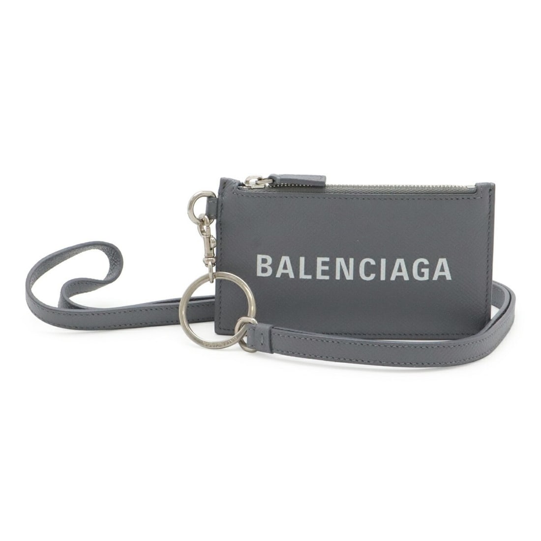 BALENCIAGA Cash Wallet/Coin Purse, Leather, Gray, with Neck Strap, 594548 (1 of 14)