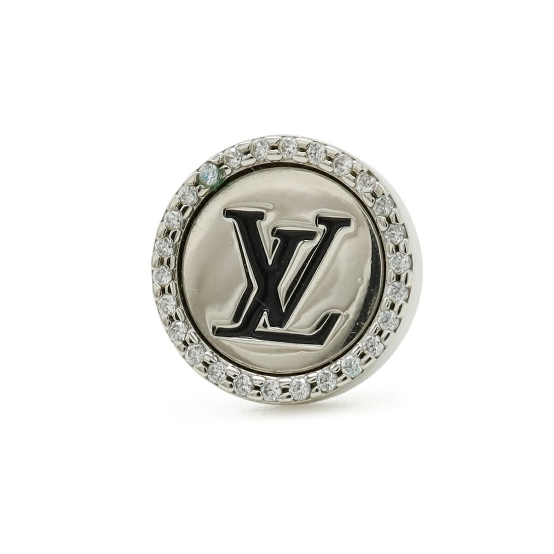 LOUIS VUITTON Louis Vuitton LV Sparkle Stud Earring, Metal Rhinestone, Single Earring (M02246): --- Catalog ---Category: SizeSize (HxWxD): 12.00mm x 12.00mm / 0.47'' x 0.47''Category: DesignType: Stud earringsGender: Women,MenMaterial: Metal, RhinestoneSingle earring: YesCategory: GeneralBrand: 