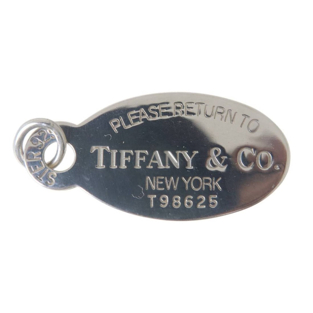 Tiffany & Co. Return to Oval Tag Pendant (Top Only), Sterling Silver 925, Total Length 46.4mm: --- Catalog ---Category: SizePendant Size: 20.9mm x 42.4mm / 0.82'' x 1.66''Category: DesignGender: Women,MenNecklace Type: PendantMaterial (Pendant): Silver 925Category: GeneralBrand: Tiffany--- Item