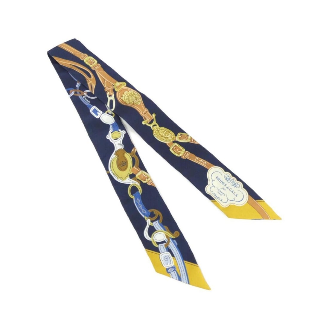 Hermes BRIDES DE GALA APPLIQUE Twilly 063940S Scarf Muffler: --- Catalog ---Category: SizeSize (LxW): 86cm x 5cm / 33.85'' x 1.96''Category: DesignType: ScarfColor: Beige, BlueGender: WomenMaterial: Silk Category: GeneralMPN: 063940SBrand: Hermes--- Item List