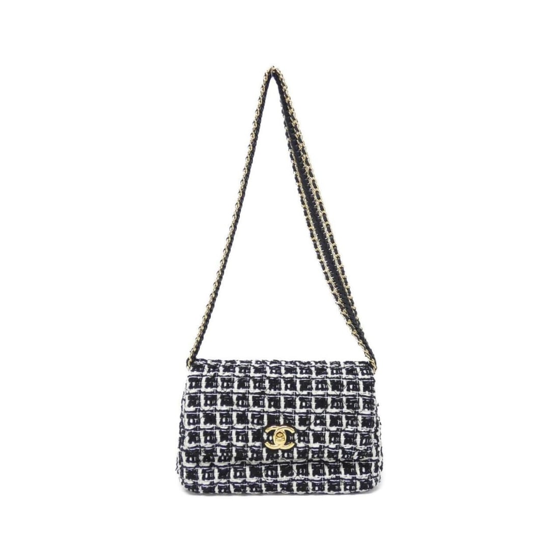 Chanel shoulder bag: --- Catalog ---Category: SizeSize (HxWxD): 12cm x 19.5cm x 7cm / 4.72'' x 7.67'' x 2.75''Category: DesignType: Shoulder bagColor: Black, WhiteGender: WomenMaterial: Tweed , Leather Hardware Color: