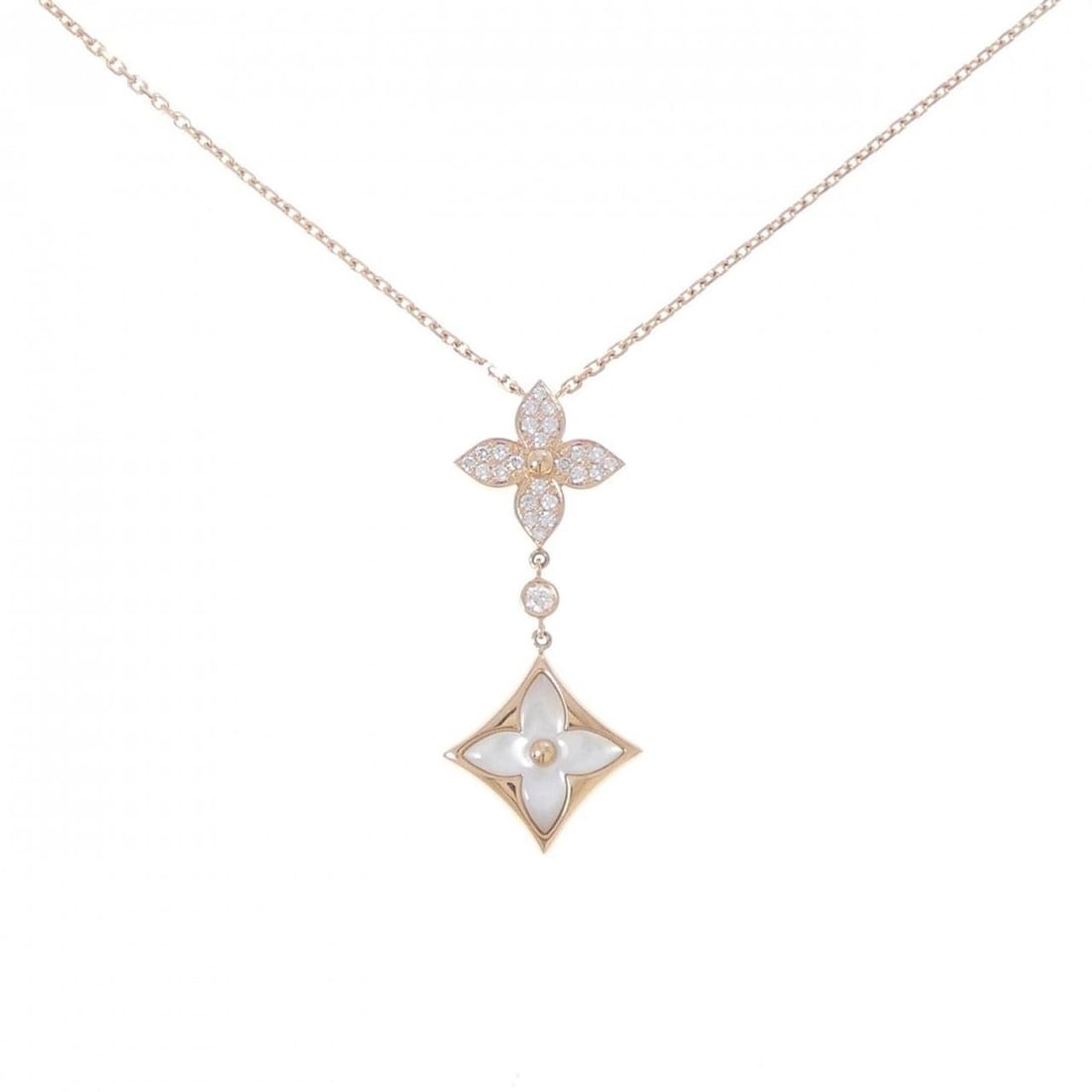 Louis Vuitton Star Blossom Necklace: --- Catalog ---Category: SizePendant Size: 38.7mm x 16.4mm / 1.52'' x 0.64''Neck Circumference: 42 cm - 44 cm / 16.53'' - 17.32''Category: DesignStone: DiamondGender: WomenMaterial: Pink gold