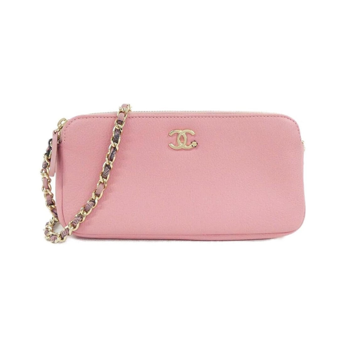 Chanel 81658 Chain Wallet: --- Catalog ---Category: SizeSize (HxWxD): 9.5cm x 18.5cm x 3cm / 3.74'' x 7.28'' x 1.18''Category: DesignType: Chain/Shoulder walletColor: PinkGender: WomenMaterial: Leather Leather/Fur Type:
