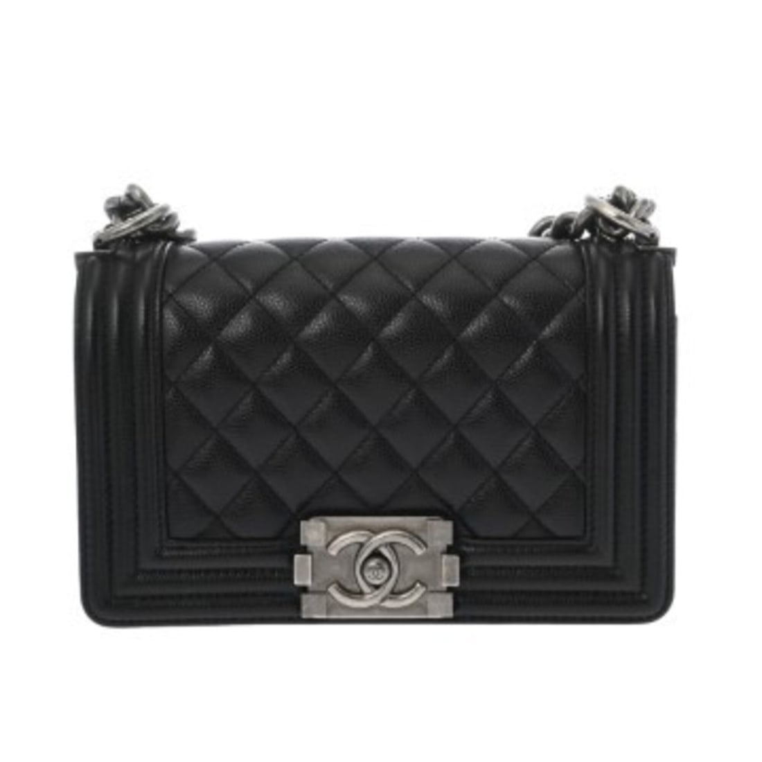 CHANEL Boy Chanel Chain Shoulder Bag, 20cm, Black, A67085, Women's, Caviar Skin, A Rank, Used, Ginzo: --- Catalog ---Category: SizeSize (HxWxD): 12cm x 20cm x 7cm / 4.72'' x 7.87'' x 2.75''Category: DesignType: Shoulder bagColor: BlackGender: WomenMaterial: Grained Calfskin Hardware Color: Matte silve