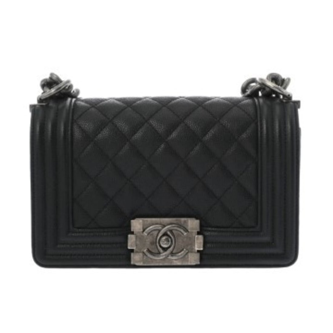 CHANEL Boy Chanel Chain Shoulder Bag, 20cm, Black, A67085, Women's, Caviar Skin, A Rank, Used, Ginzo: --- Catalog ---Category: SizeSize (HxWxD): 12cm x 20cm x 7cm / 4.72'' x 7.87'' x 2.75''Category: DesignType: Shoulder bagColor: BlackGender: WomenMaterial: Grained Calfskin Hardware Color: Champagne g