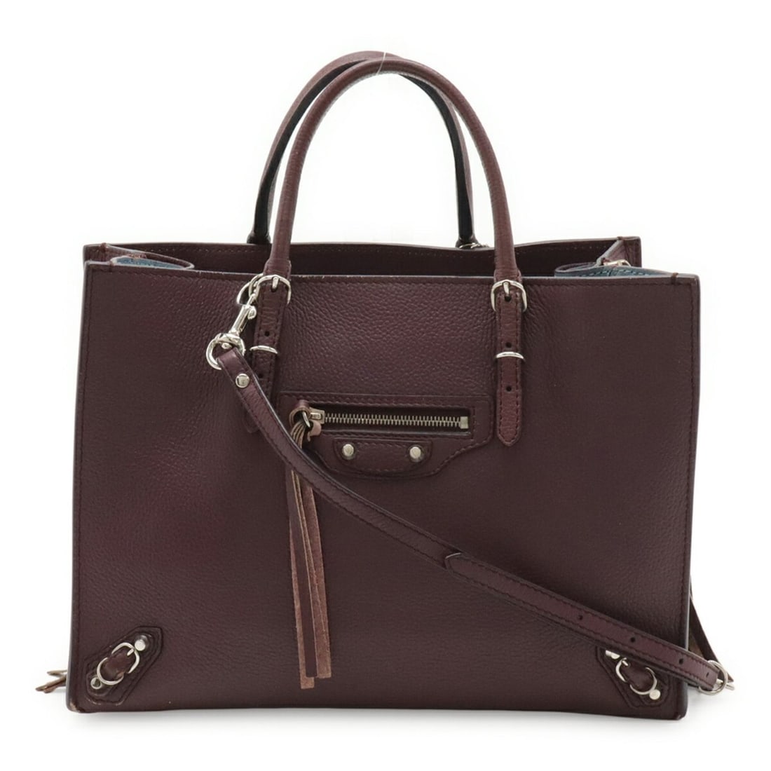 BALENCIAGA Paper A6 Zip-Around Handbag Tote Bag Shoulder Leather Purple (Mirror missing) 370926 (1 of 20)
