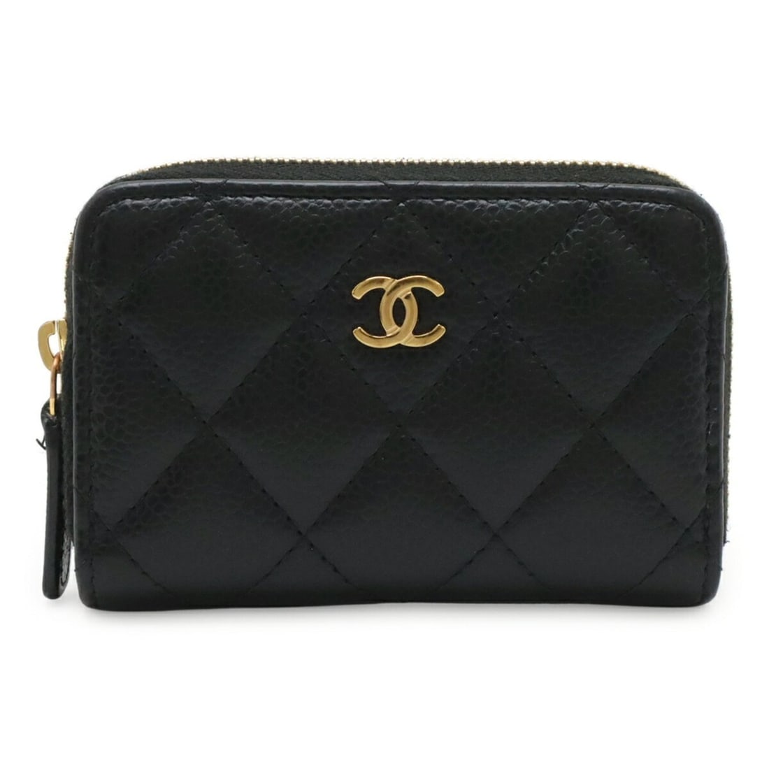 CHANEL Matelassé Coco Mark Classic Zip Coin Purse Wallet/Coin Case, Caviar Leather, Black AP0216 (1 of 20)